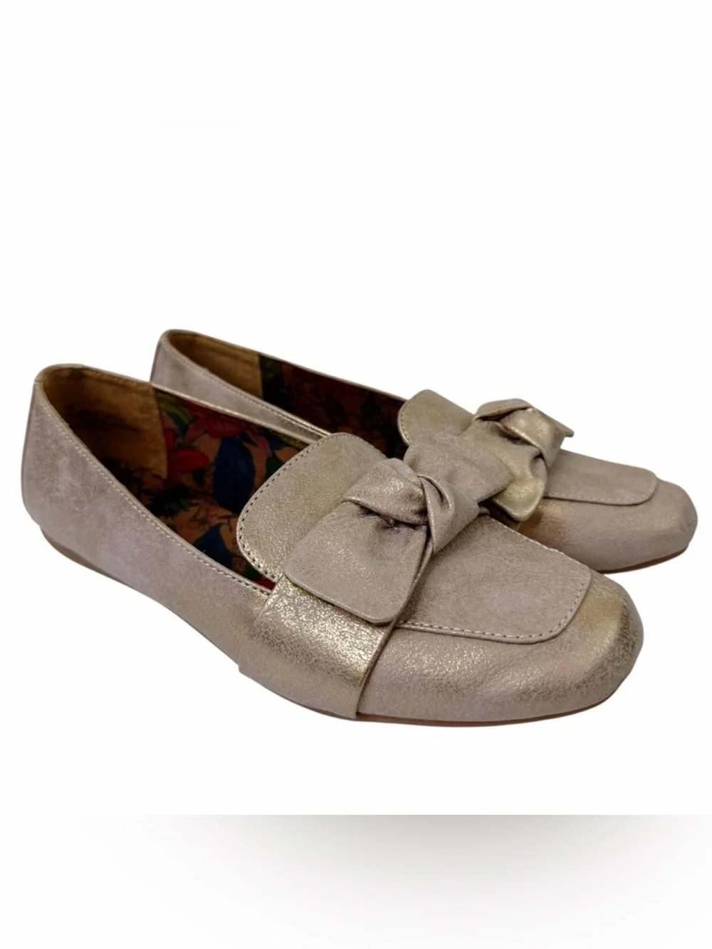 b.o.c. Paisley Bow Moc Toe Flats Slip On Metallic Shoes Women’s Size 9